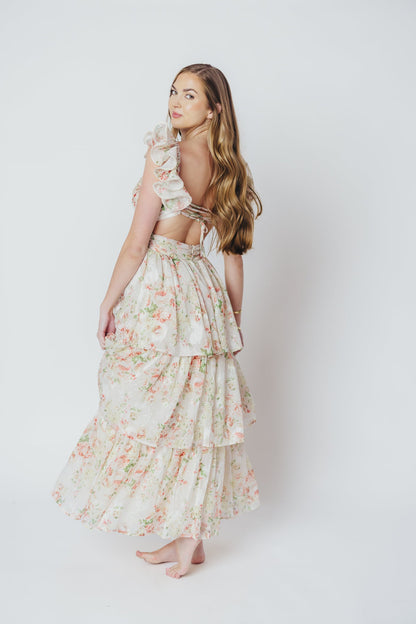 Ingrid Tiered Maxi Dress in Cream Multi Floral