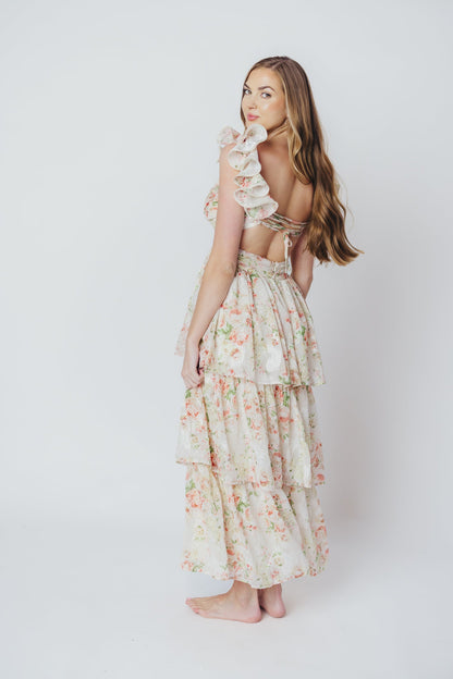 Ingrid Tiered Maxi Dress in Cream Multi Floral