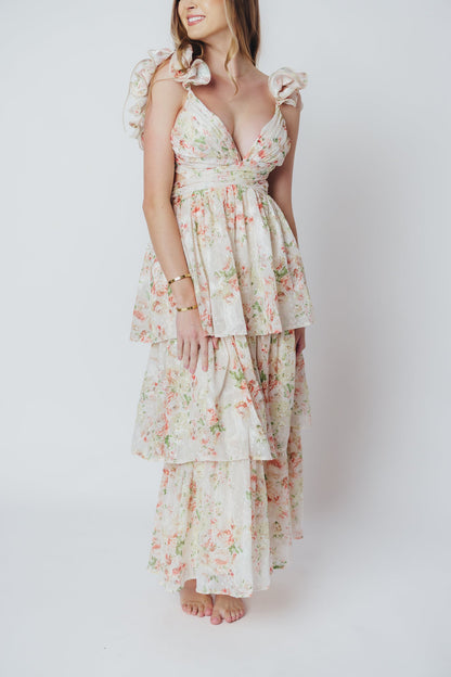 Ingrid Tiered Maxi Dress in Cream Multi Floral