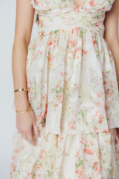 Ingrid Tiered Maxi Dress in Cream Multi Floral