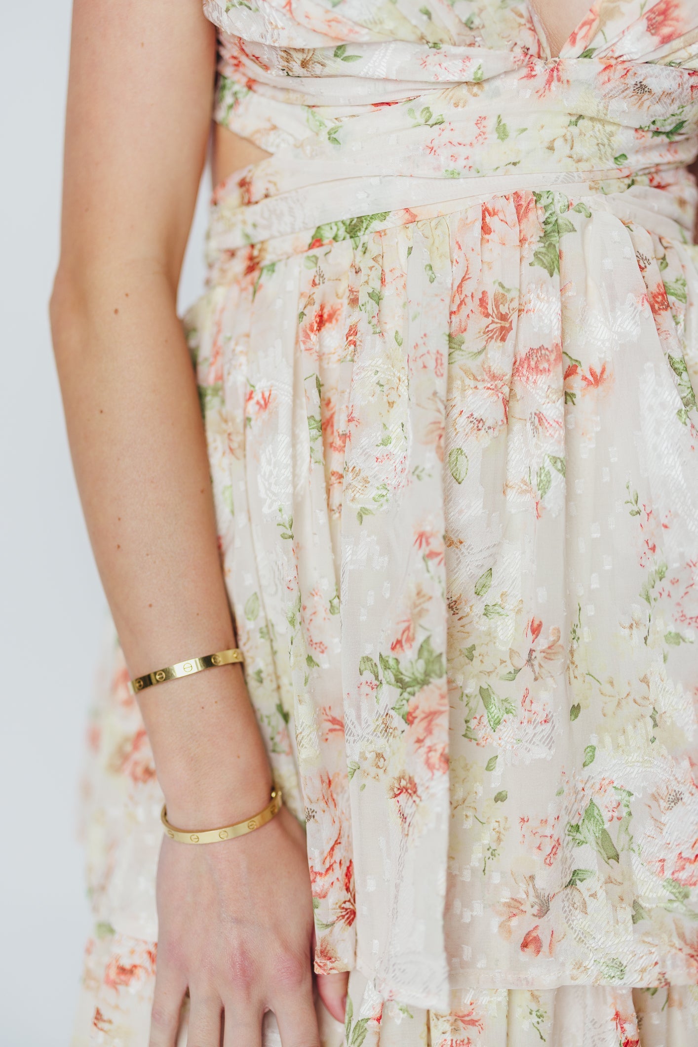 Ingrid Tiered Maxi Dress in Cream Multi Floral