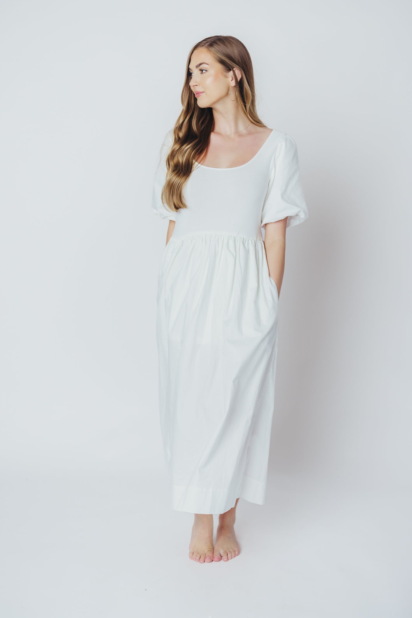 The Premium Alana Midi Dress in White