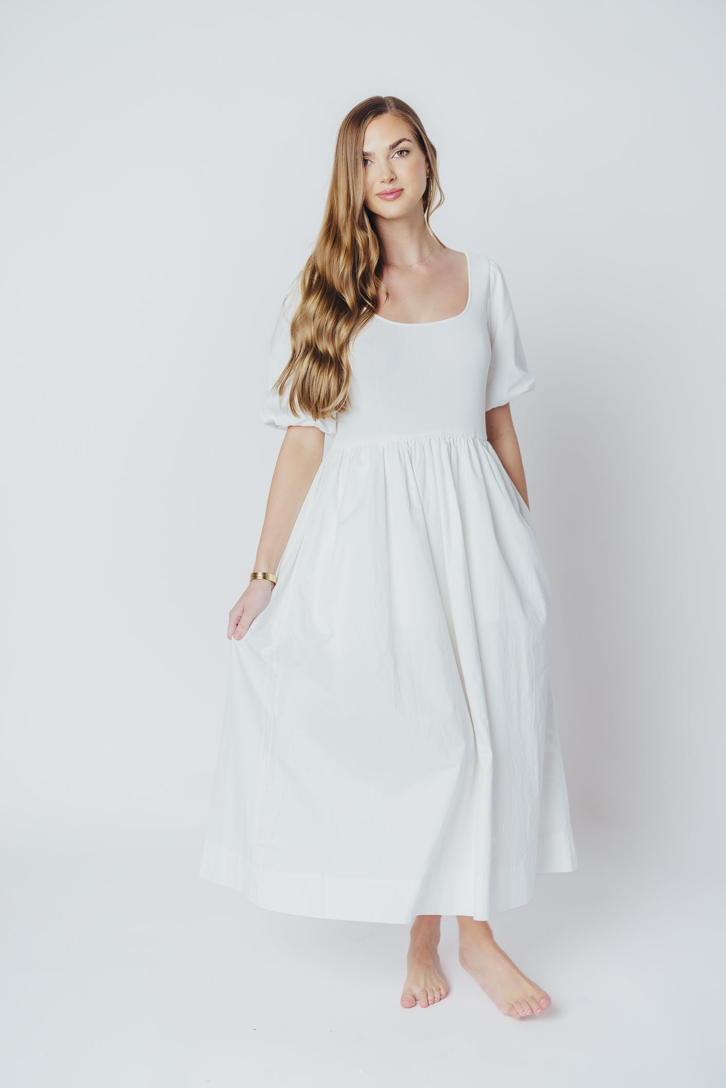 The Premium Alana Midi Dress in White