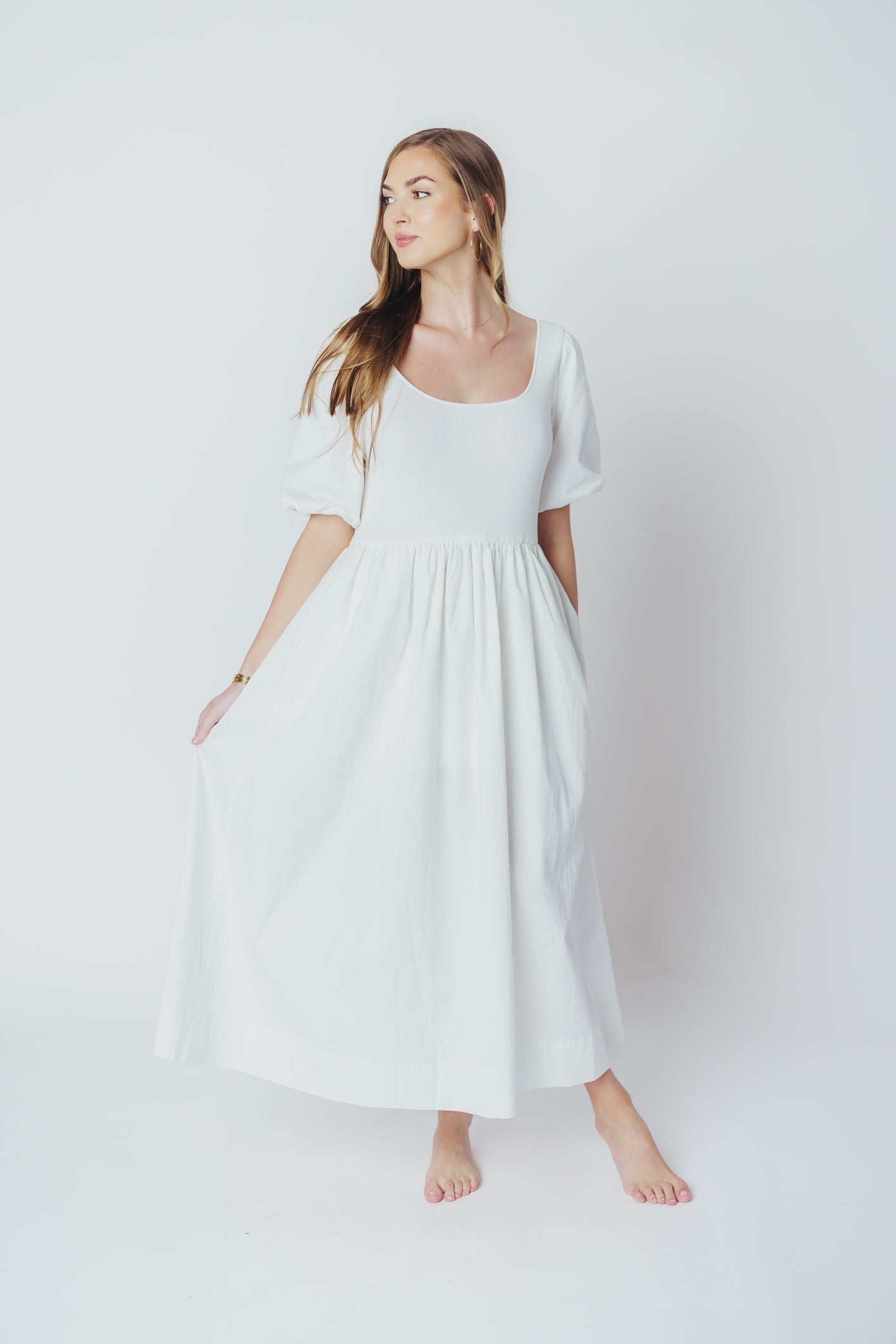 The Premium Alana Midi Dress in White