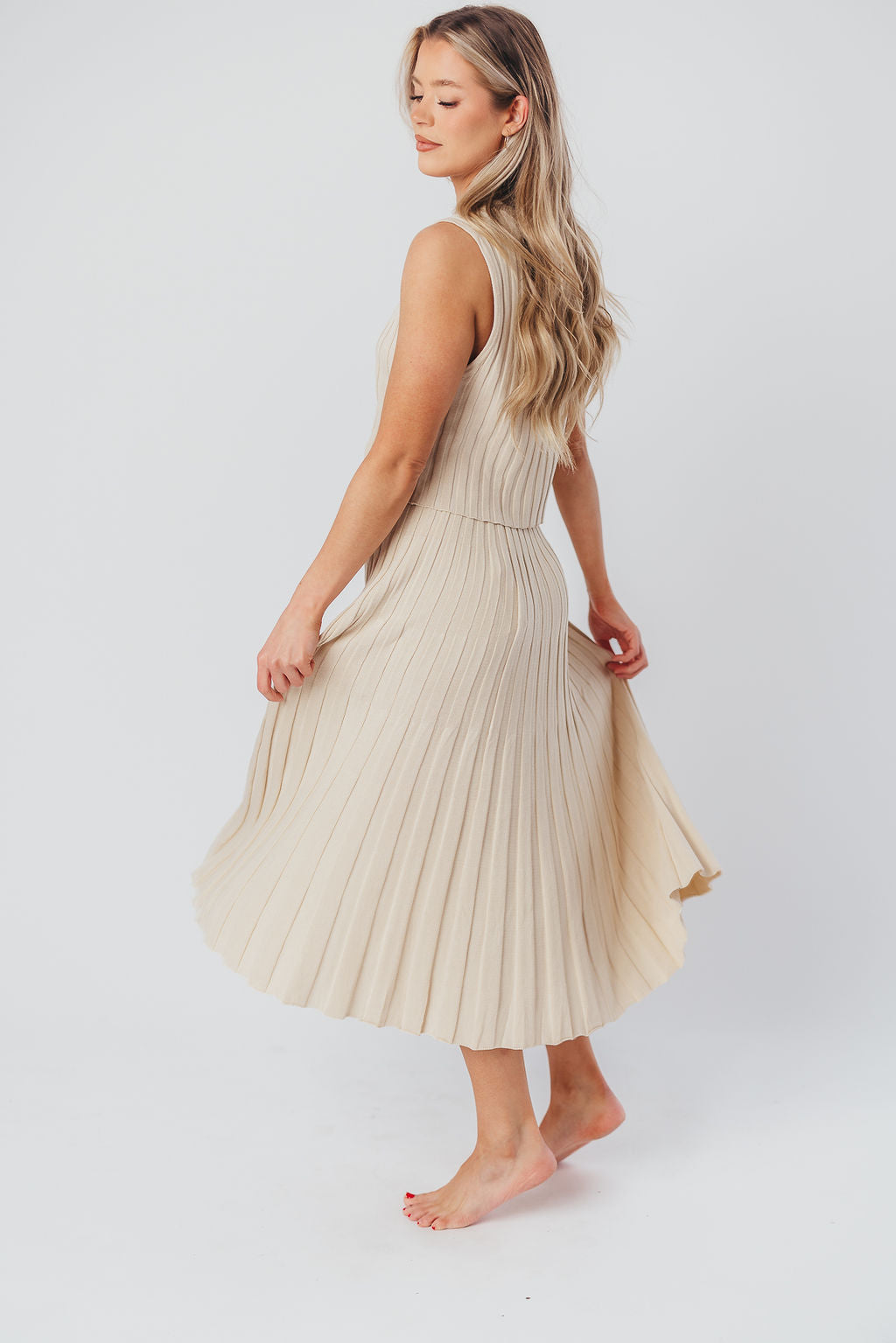 Sydney Knit Tank and Skirt Set in Tan