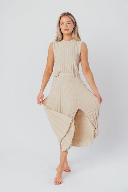 Sydney Knit Tank and Skirt Set in Tan