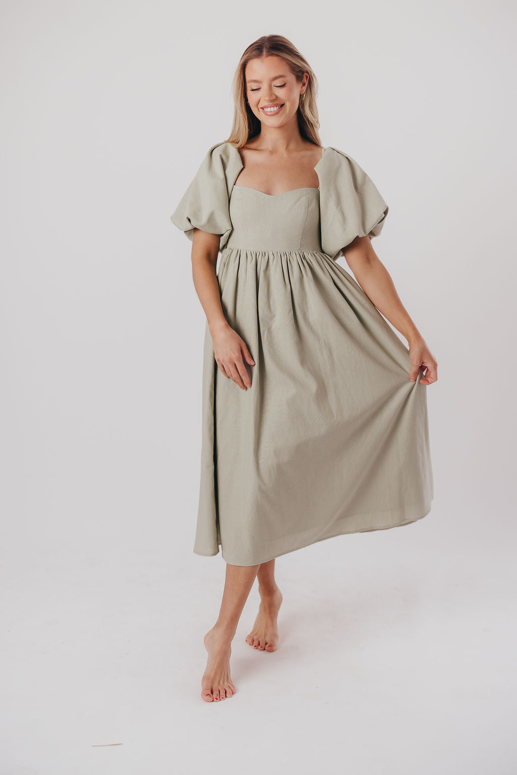 Hamilton Midi Dress in Olive - Bump Friendly (S-XL)