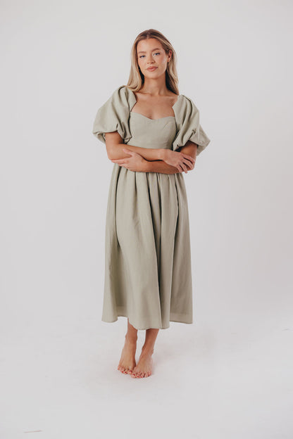 Hamilton Midi Dress in Olive - Bump Friendly (S-XL)