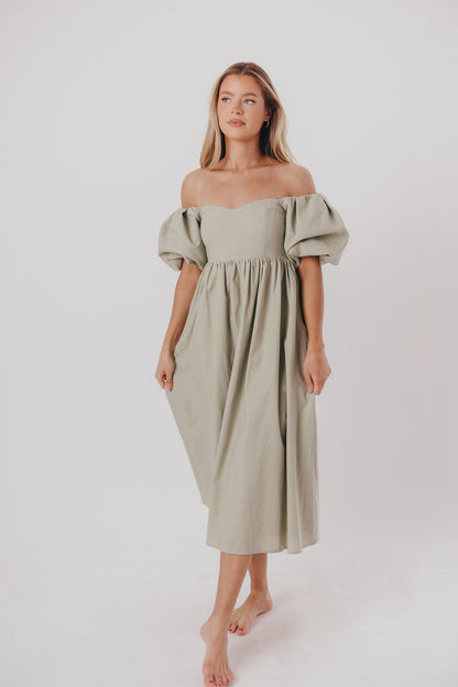 Hamilton Midi Dress in Olive - Bump Friendly (S-XL)