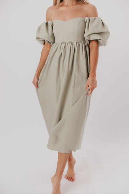 Hamilton Midi Dress in Olive - Bump Friendly (S-XL)