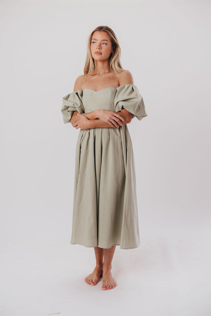 Hamilton Midi Dress in Olive - Bump Friendly (S-XL)