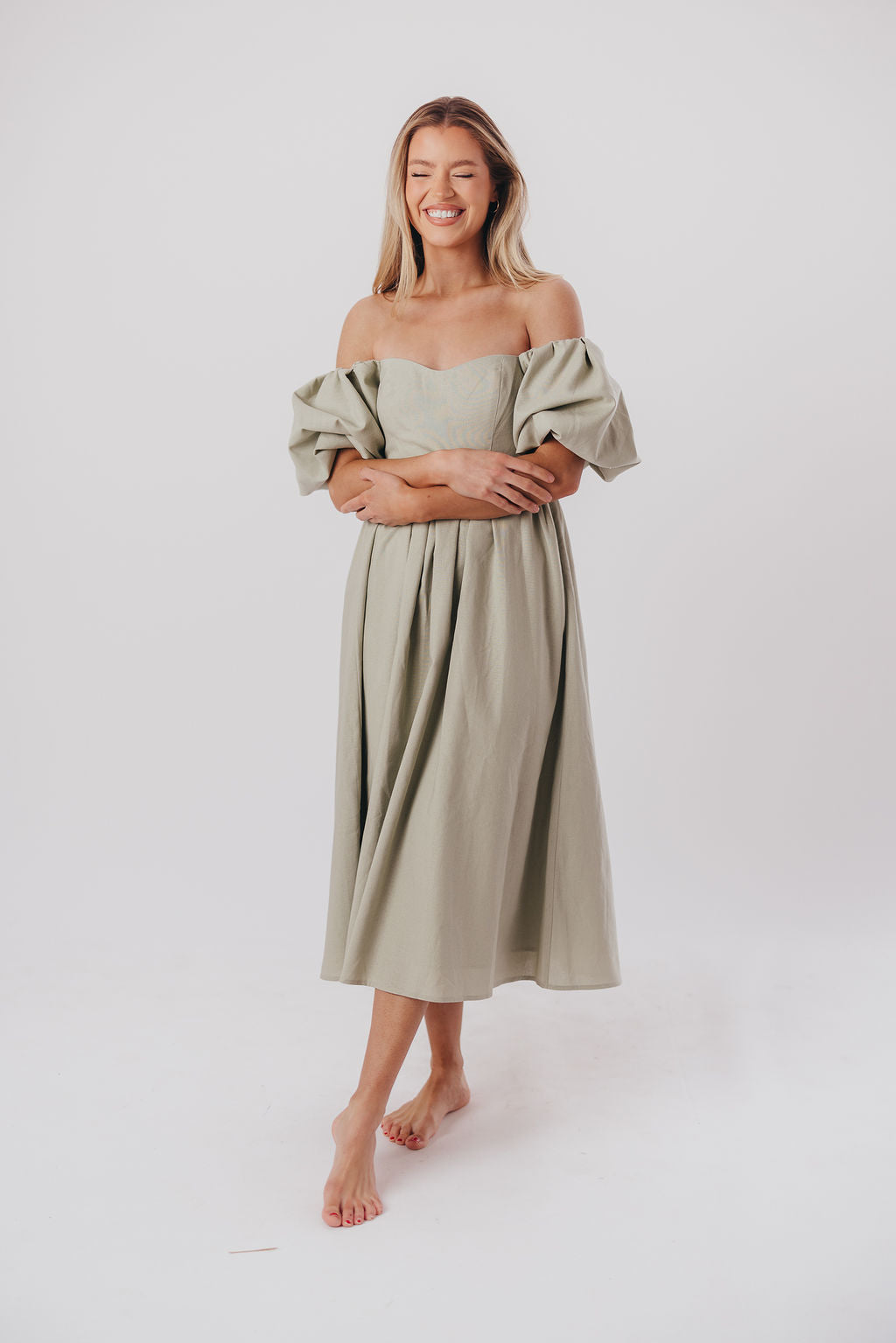 Hamilton Midi Dress in Olive - Bump Friendly (S-XL)