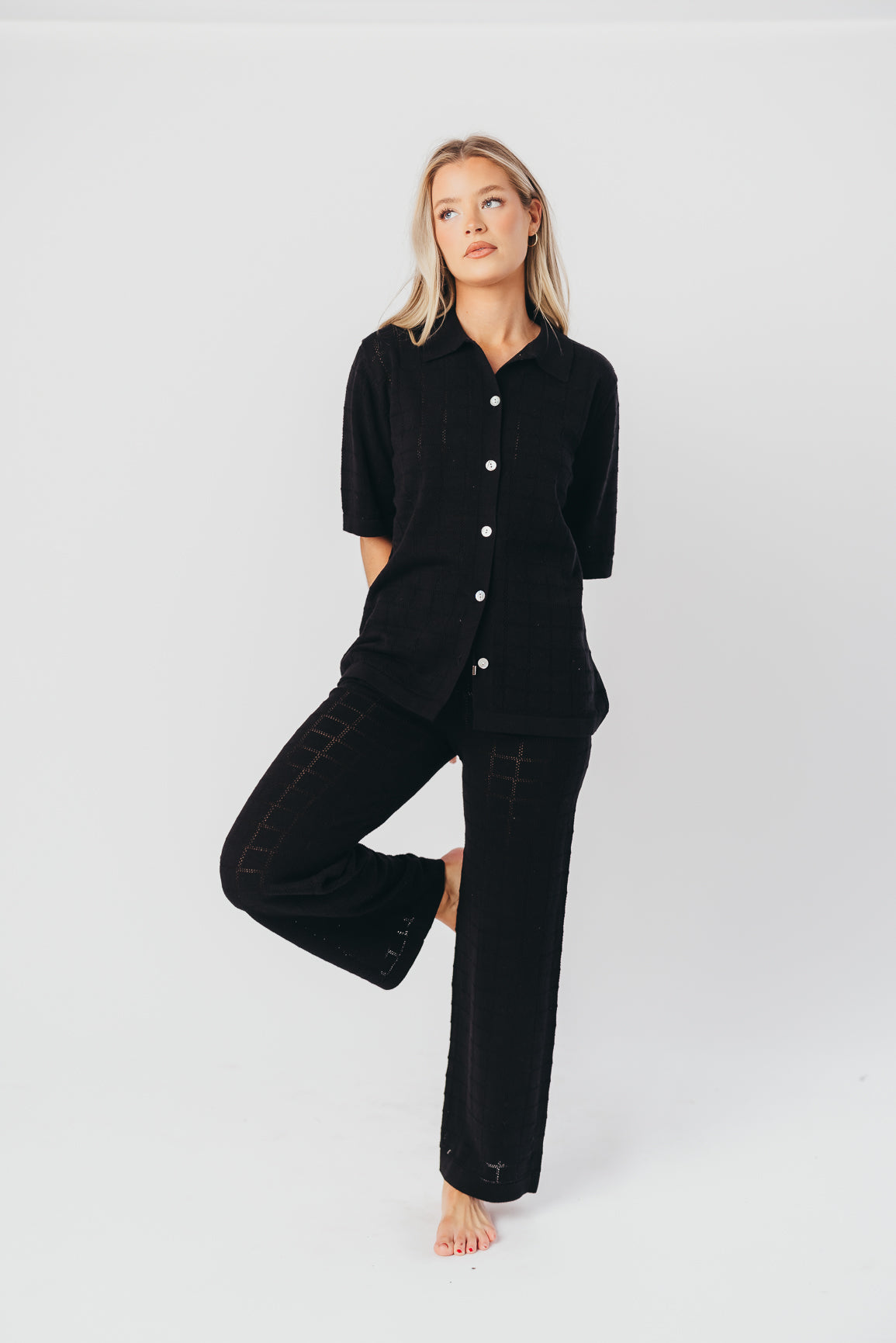 Lia 100% Cotton Button-Up in Black - Nursing Friendly