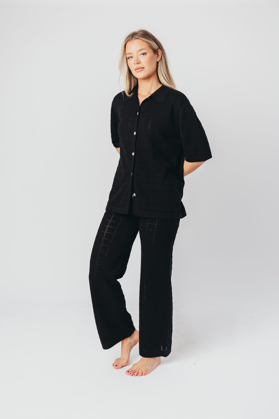 Lia 100% Cotton Button-Up in Black - Nursing Friendly