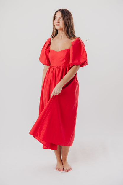 Hamilton Midi Dress in Red - Bump Friendly (S-XL)