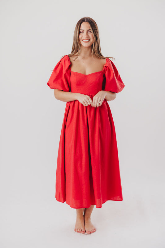 Hamilton Midi Dress in Red - Bump Friendly (S-XL)