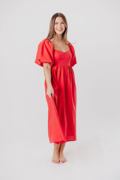 Hamilton Midi Dress in Red - Bump Friendly (S-XL)