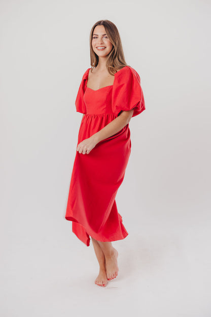 Hamilton Midi Dress in Red - Bump Friendly (S-XL)