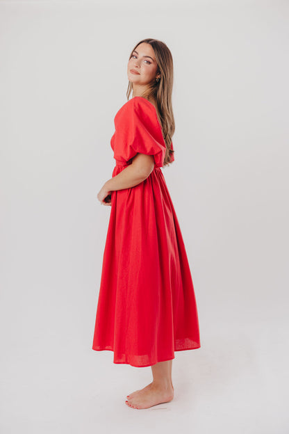 Hamilton Midi Dress in Red - Bump Friendly (S-XL)