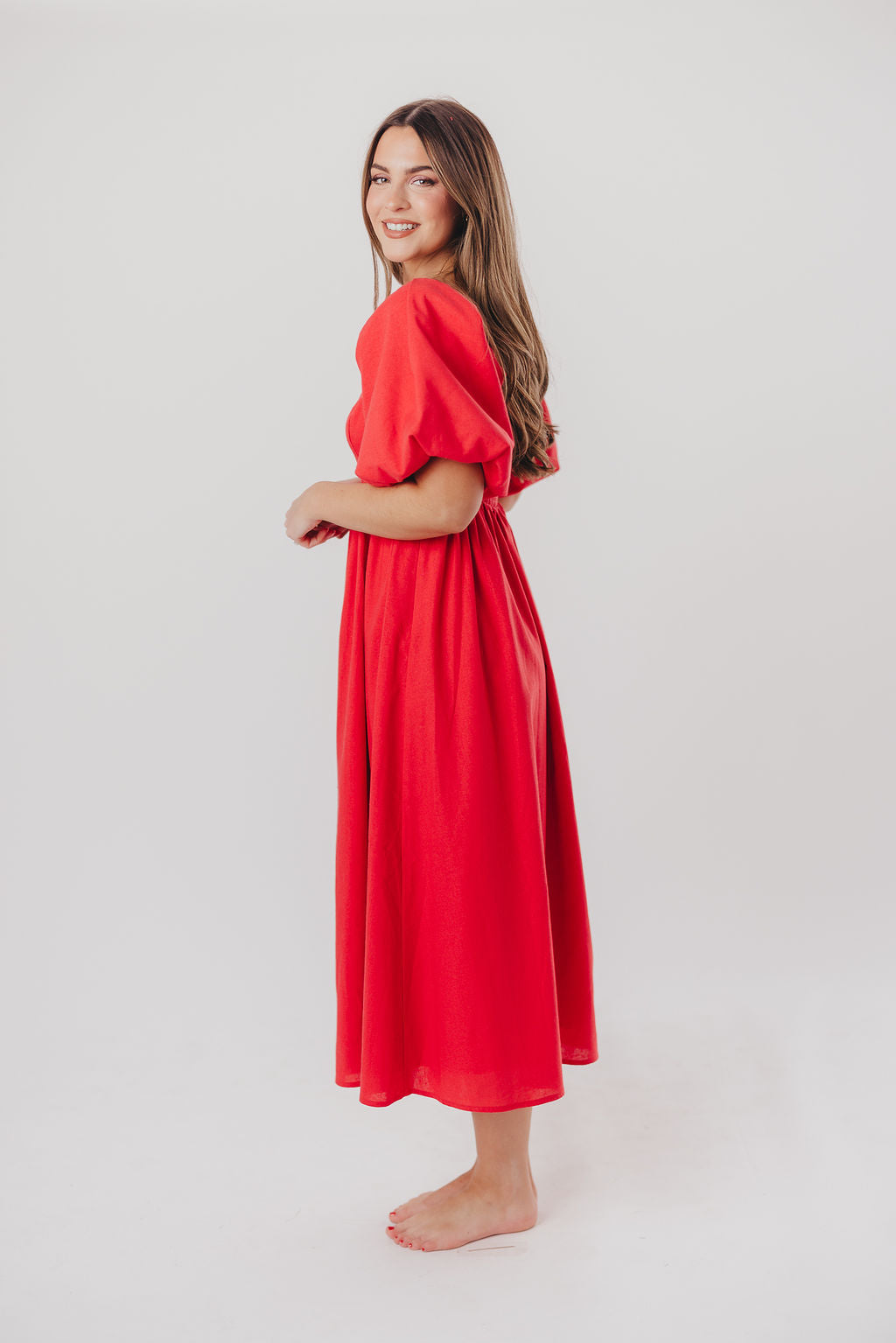 Hamilton Midi Dress in Red - Bump Friendly (S-XL)