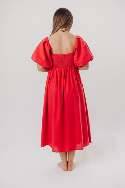 Hamilton Midi Dress in Red - Bump Friendly (S-XL)