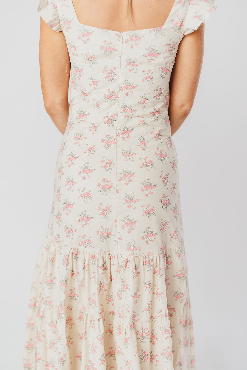 Emery Midi Dress in Pink and Cream (Sizes S-XL)