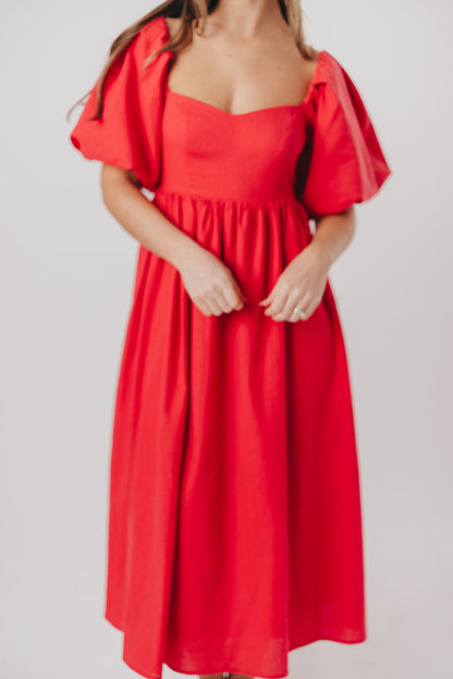 Hamilton Midi Dress in Red - Bump Friendly (S-XL)