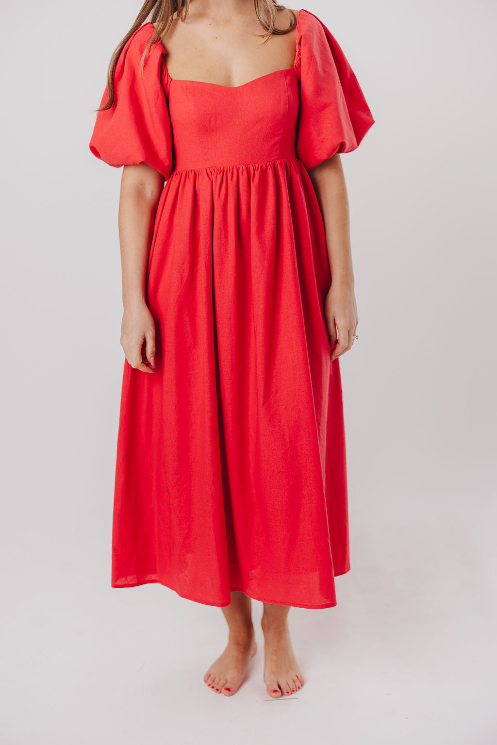 Hamilton Midi Dress in Red - Bump Friendly (S-XL)