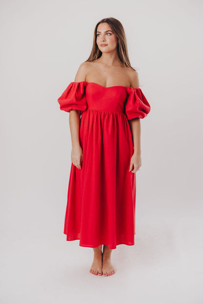 Hamilton Midi Dress in Red - Bump Friendly (S-XL)