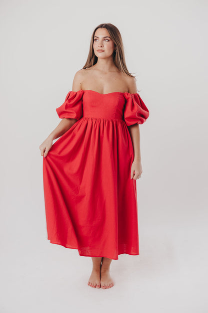 Hamilton Midi Dress in Red - Bump Friendly (S-XL)