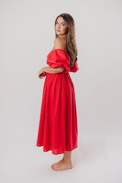 Hamilton Midi Dress in Red - Bump Friendly (S-XL)