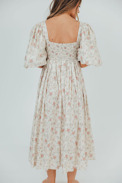 Harlow Maxi Dress in Off-White Floral - Bump Friendly & Inclusive Sizing (S-3XL)