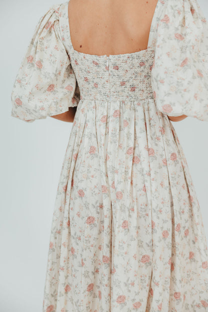 Harlow Maxi Dress in Off-White Floral - Bump Friendly & Inclusive Sizing (S-3XL)