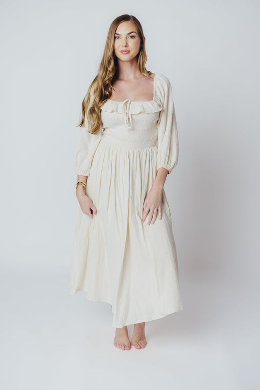 Juliet Midi Dress in Cream - Inclusive Sizing (S-3XL)