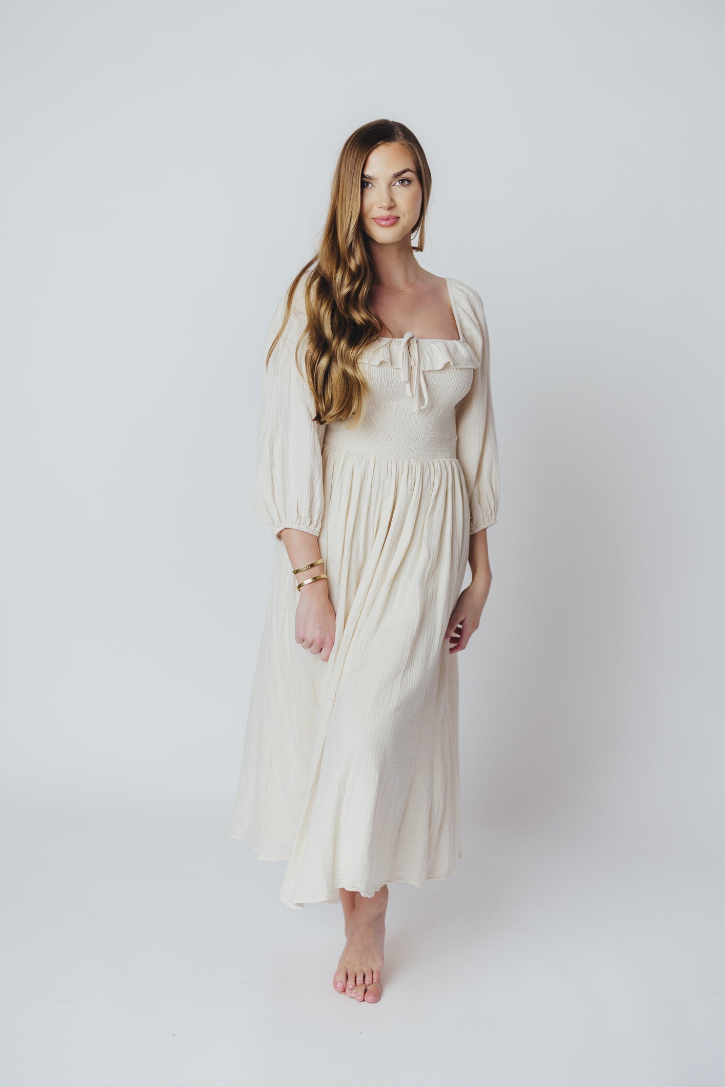 Juliet Midi Dress in Cream - Inclusive Sizing (S-3XL)