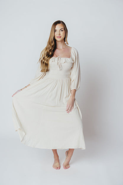 Juliet Midi Dress in Cream - Inclusive Sizing (S-3XL)