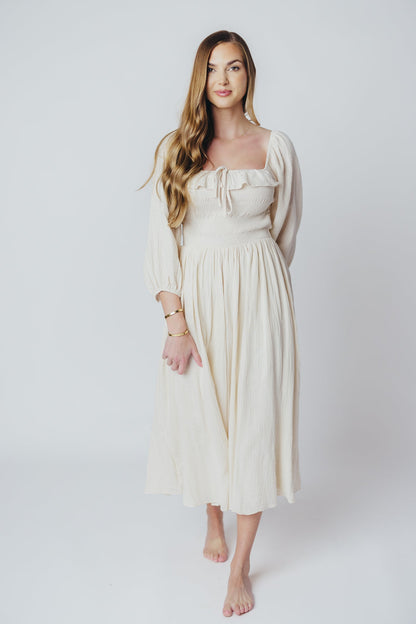 Juliet Midi Dress in Cream - Inclusive Sizing (S-3XL)