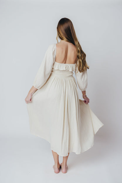 Juliet Midi Dress in Cream - Inclusive Sizing (S-3XL)