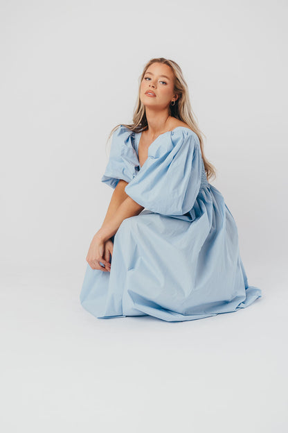 Harlow Maxi Dress in Blue - Bump Friendly