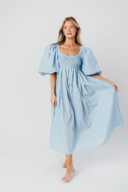 Harlow Maxi Dress in Blue - Bump Friendly