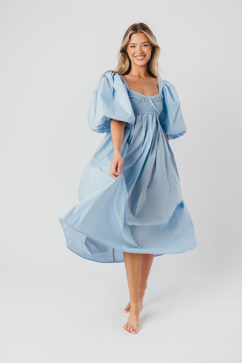 Harlow Maxi Dress in Blue - Bump Friendly