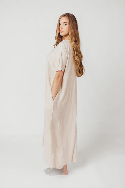 Lara Linen-Blend Midi Dress in Natural