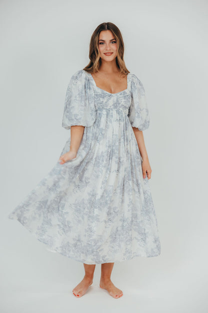 Harlow Maxi Dress in Light Blue Floral - Bump Friendly & Inclusive Sizing (S-3XL)