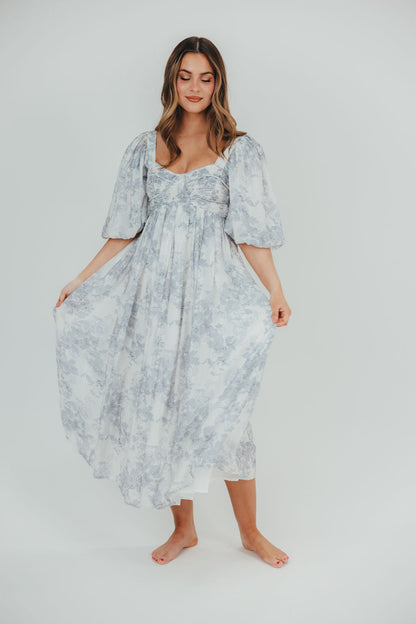 Harlow Maxi Dress in Light Blue Floral - Bump Friendly & Inclusive Sizing (S-3XL)