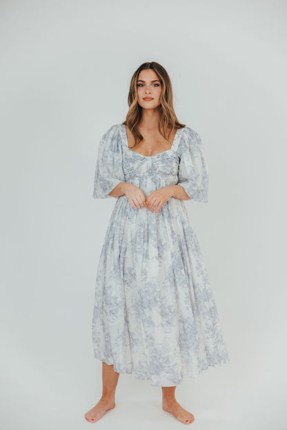 Harlow Maxi Dress in Light Blue Floral - Bump Friendly & Inclusive Sizing (S-3XL)