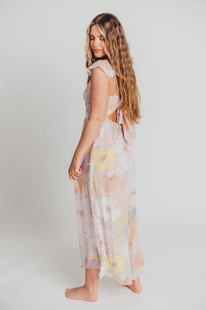 Tuva Flutter Sleeve Maxi Dress in Pastel Blue - Bump Friendly