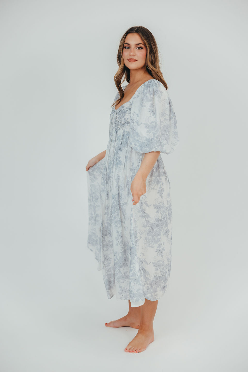 Harlow Maxi Dress in Light Blue Floral - Bump Friendly & Inclusive Sizing (S-3XL)