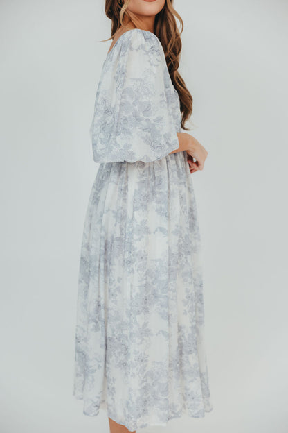 Harlow Maxi Dress in Light Blue Floral - Bump Friendly & Inclusive Sizing (S-3XL)