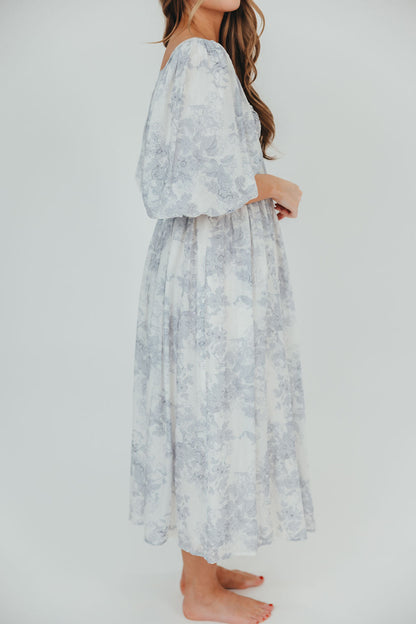 Harlow Maxi Dress in Light Blue Floral - Bump Friendly & Inclusive Sizing (S-3XL)