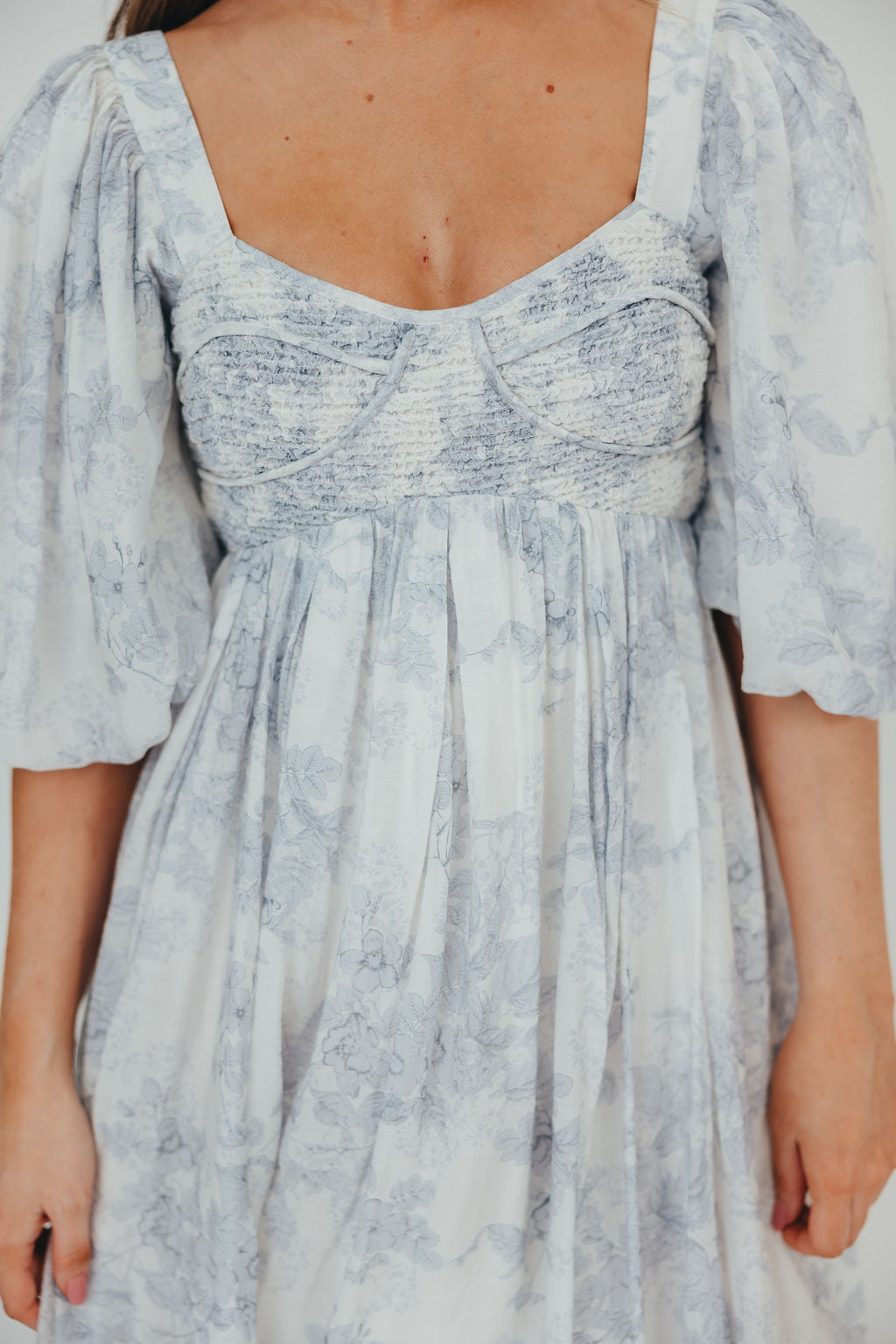 Harlow Maxi Dress in Light Blue Floral - Bump Friendly & Inclusive Sizing (S-3XL)